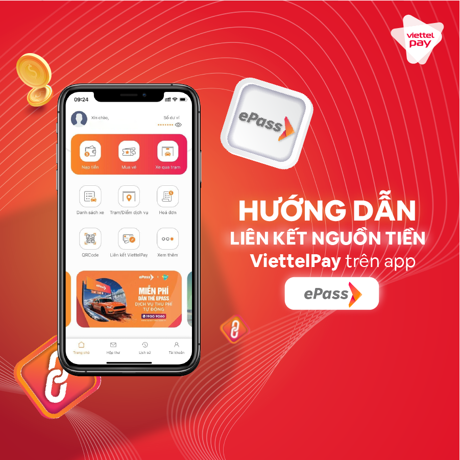 liên kết nguồn tiền ViettelPay trên App ePass