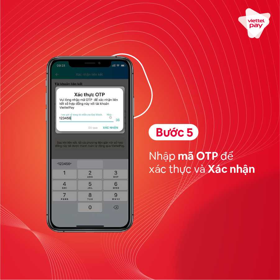 Nhập mã OTP để xác thực và xác nhận