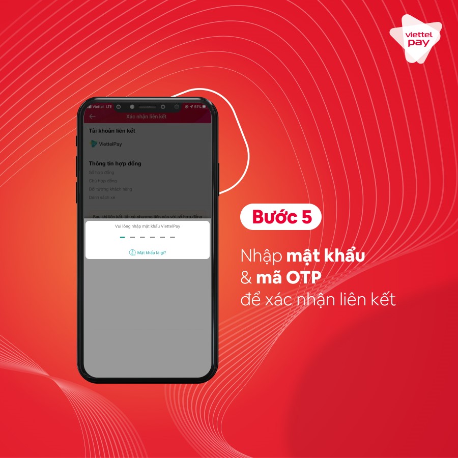 Nhập PIN, OTP để xác nhận liên kết