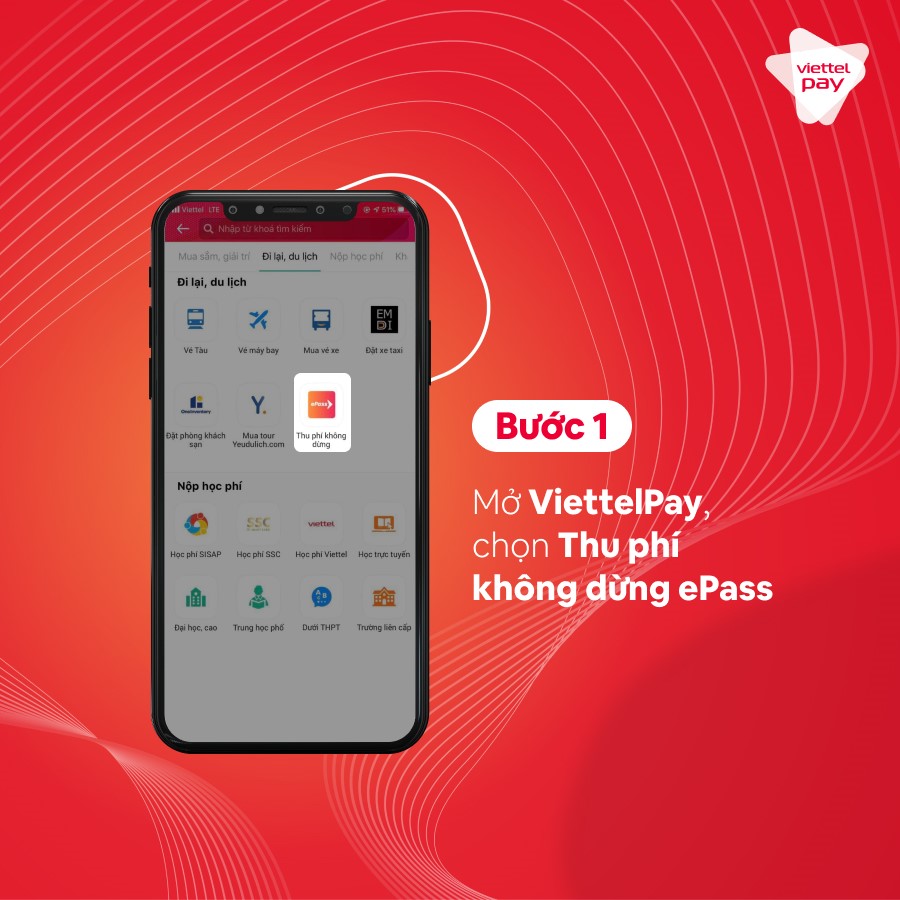 Mở Viettel Pay chọn thu phí không dừng