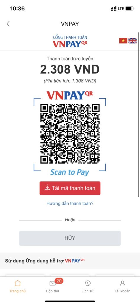 Quét mã QR nạp tiền ePass