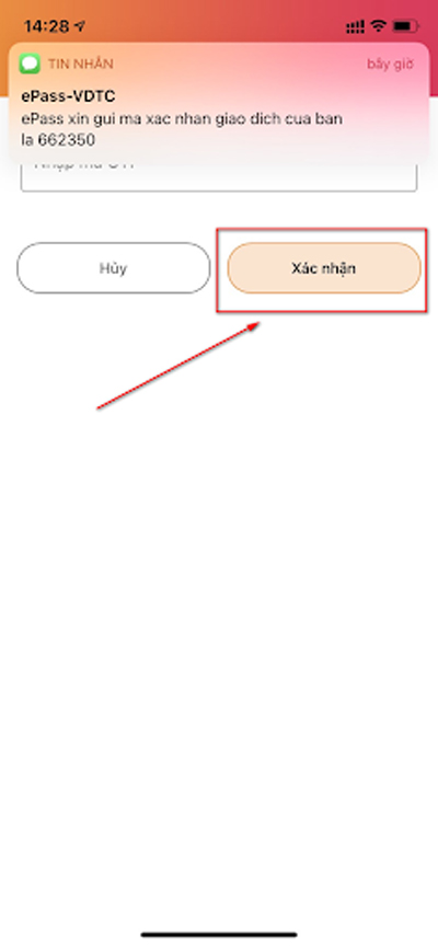 Hệ thống thông báo việc đăng ký dán thẻ thu phí không dừng ePass thành công