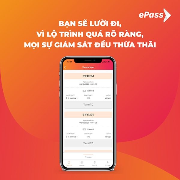 Khi sử dụng dịch vụ thu phí không dừng, thông tin qua từng trạm đều hiển thị rõ dàng trên app