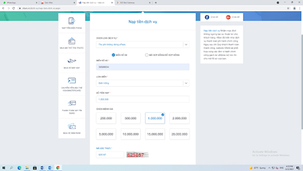 Chọn/ điền các thông tin cần thiết rồi ấn Tiếp tục