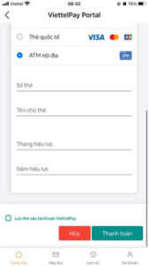 Điền số điện thoại BankPlus, chọn ngân hàng, mật khẩu rồi ấn Thanh toán