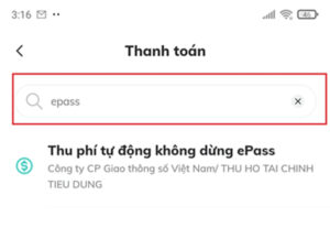 Điền từ khóa tìm kiếm là ePass