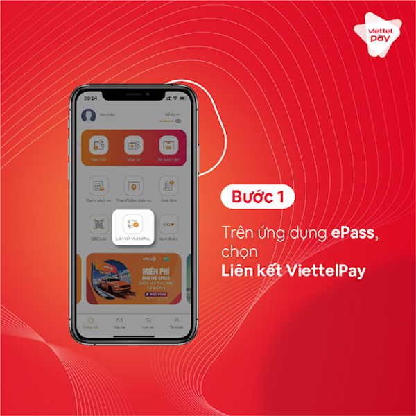 Sau khi đăng nhập vào app ePass, nhấn vào mục Liên kết Viettel Pay trên màn hình chính