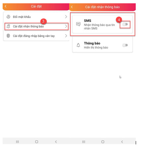 Cài đặt nhận thông báo