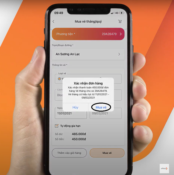 Mua vé thành công
