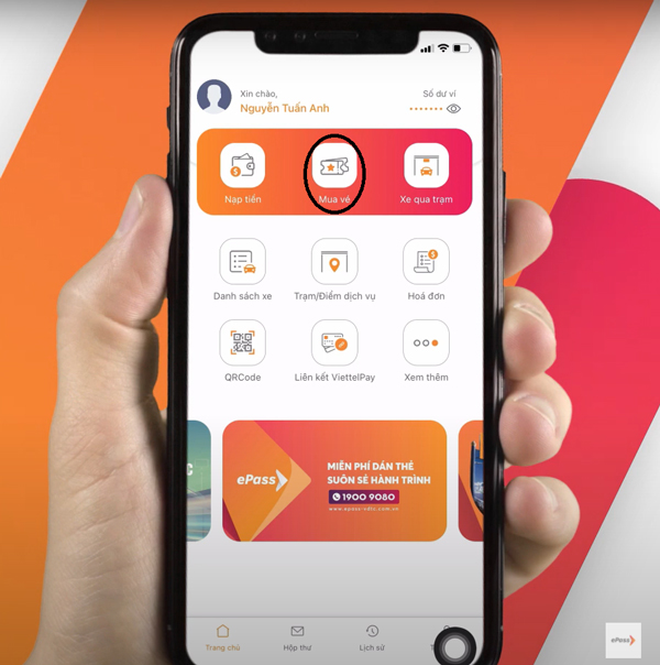 Ấn vào mục Mua vé
