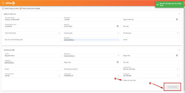 Đăng ký dịch vụ Epass thu phí tự động