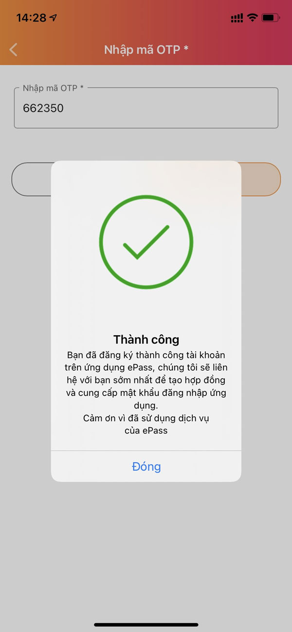 Đăng ký Epass thu phí tự động thành công