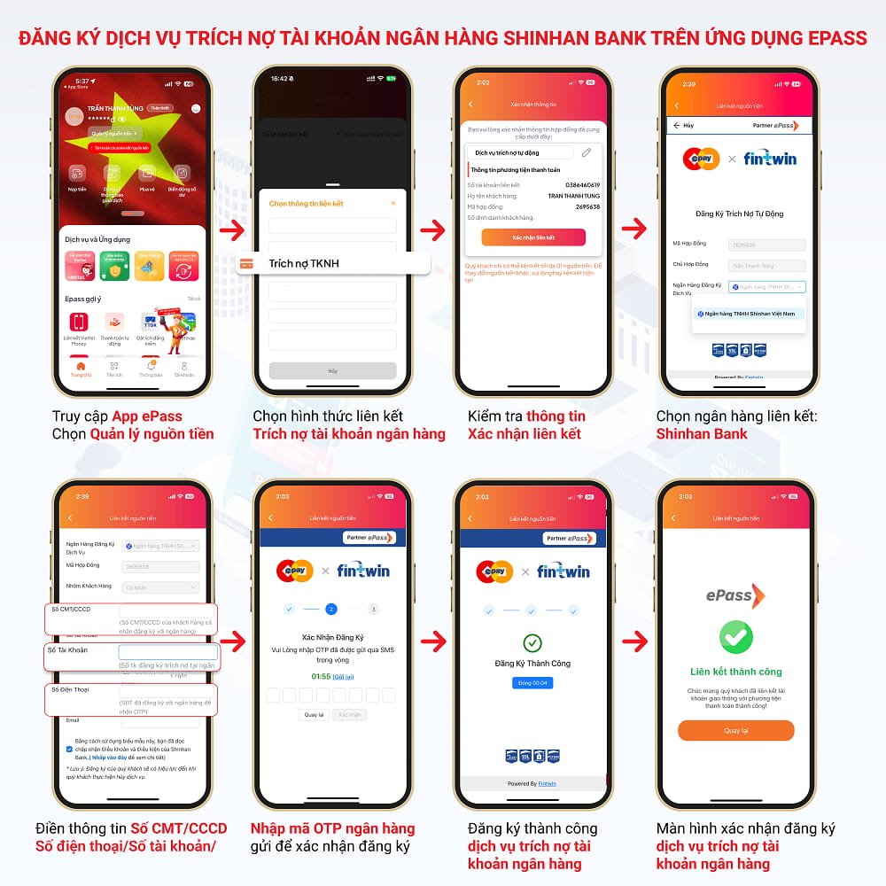 liên kết ePass với Shinhan Bank