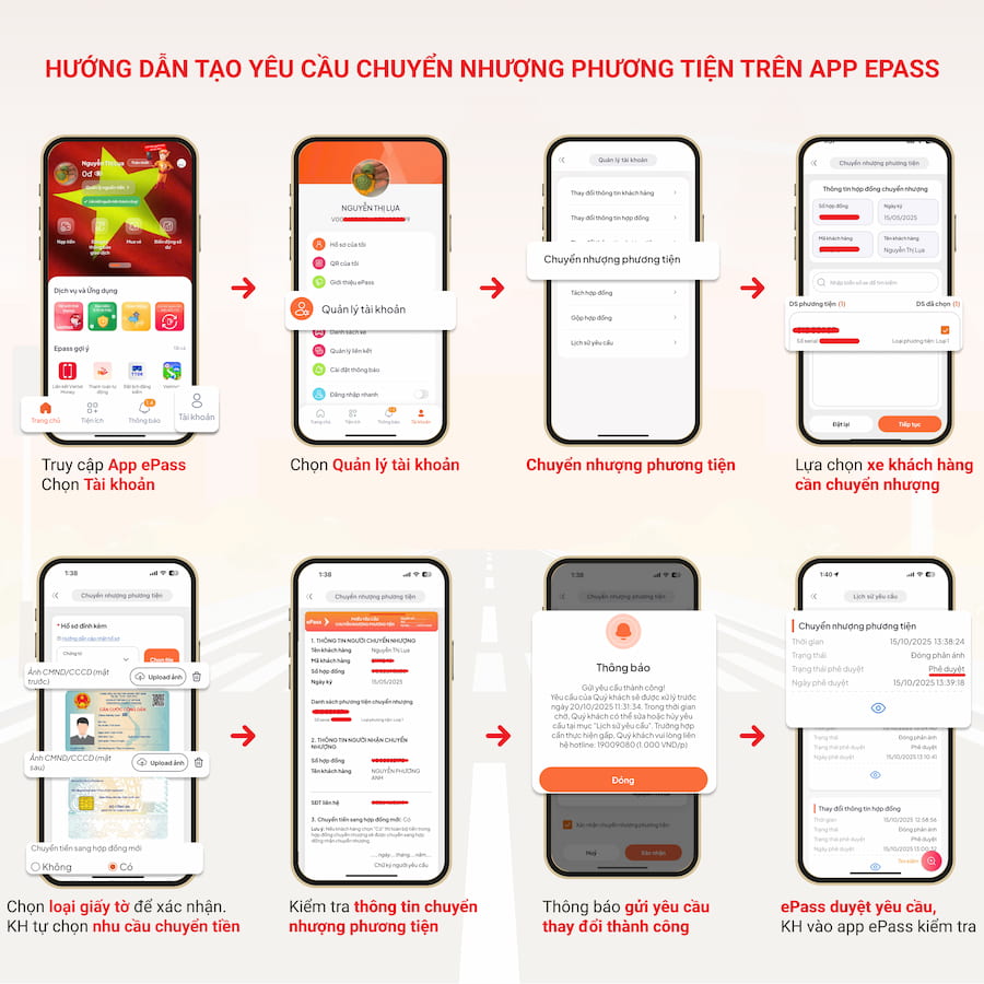 chuyển xe khỏi tài khoản ePass