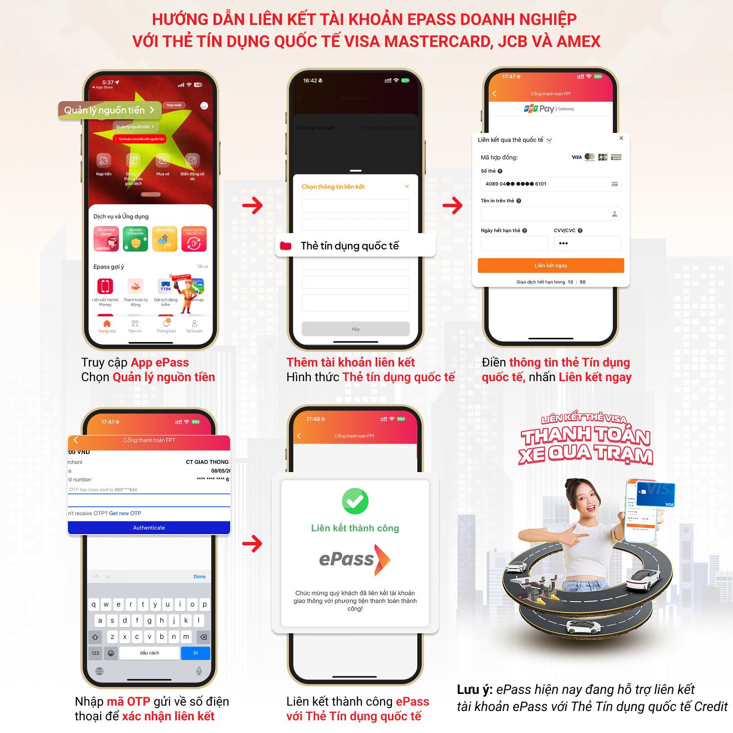 HƯỚNG DẪN LIÊN KẾT TÀI KHOẢN EPASS DOANH NGHIỆP với thẻ tín dụng