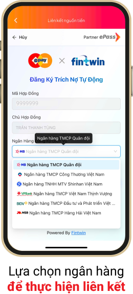 Hướng dẫn liên kết tài khoản ngân hàng trên ứng dụng ePass