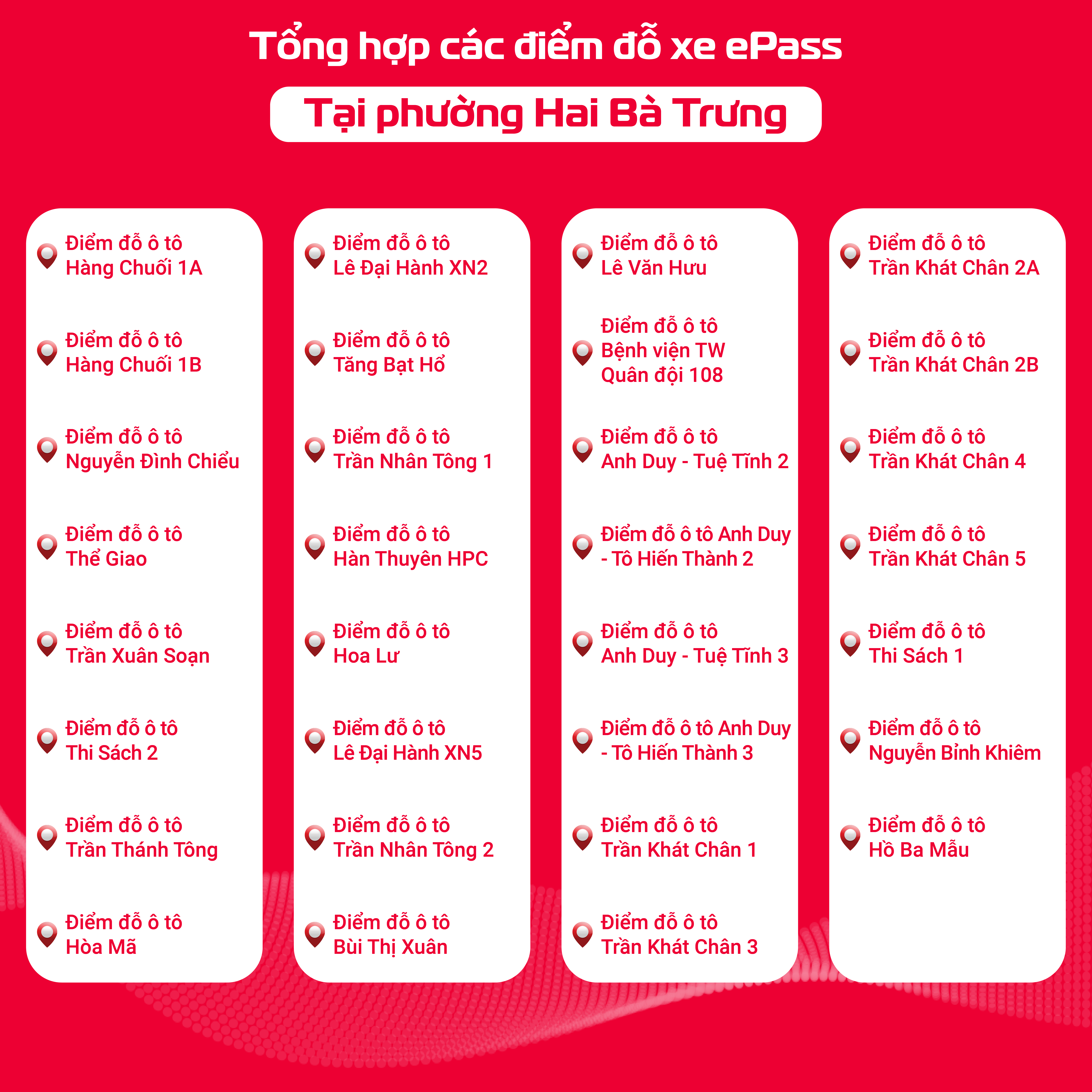 điểm đỗ xe ở Hai Bà Trưng